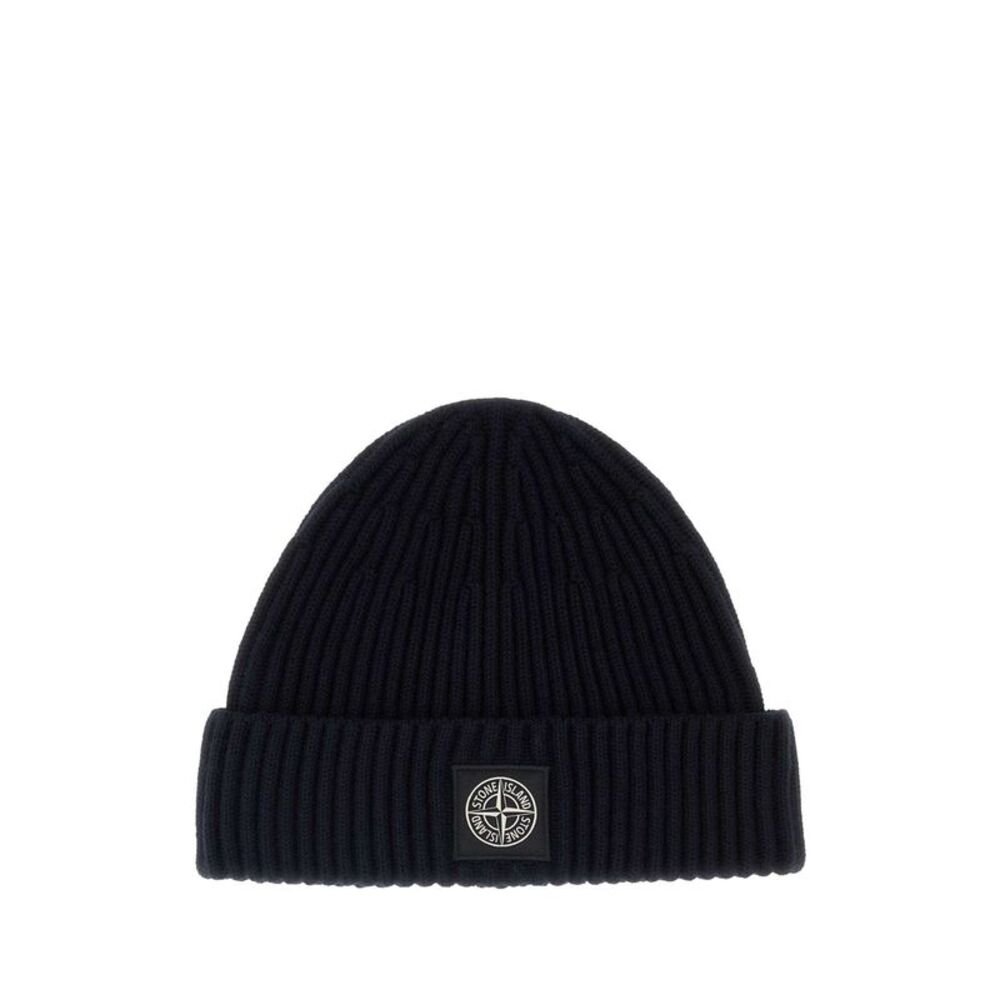 Stone Island Men Midnight Blue Wool Beanie Hat